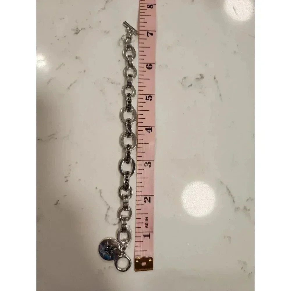 Marlyn Schiff Rhinestone Star Pendant Chain Link Toggle Bracelet - Picture 3 of 3